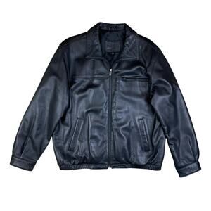 Brandini le collezioni Men's Black Lamb Leather Zip Up Coat Bomber Jacket